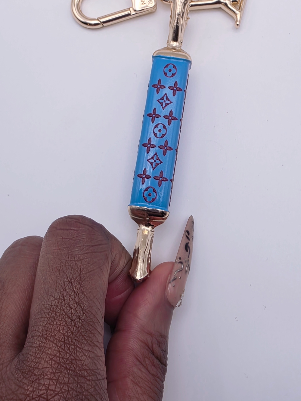 Luxury Blue Monogram Key & Card Holder Keychain